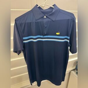 Masters Navy Polo with Light Blue and White Stripes